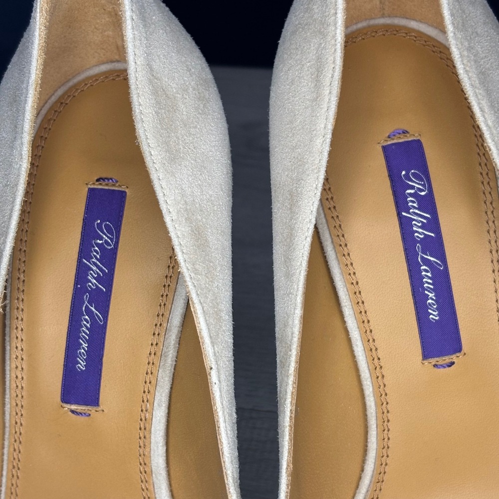 Ralph Lauren Purple Label Armissa Beige Tan Kidsuede Pumps US 7.5 EU 37.5 B NIB - Picture 5 of 11